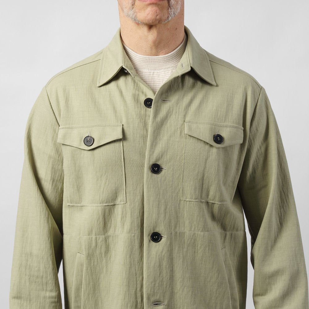 ハリスワーフロンドン HARRIS WHARF LONDON C9320PYF シャツジャケット シャツアウター 25春夏 ネイビー セージグリーン レーヨン  カジュアル モード シンプル メンズ シャツ ライトアウター ストレッチ インポート イタリア イギリス