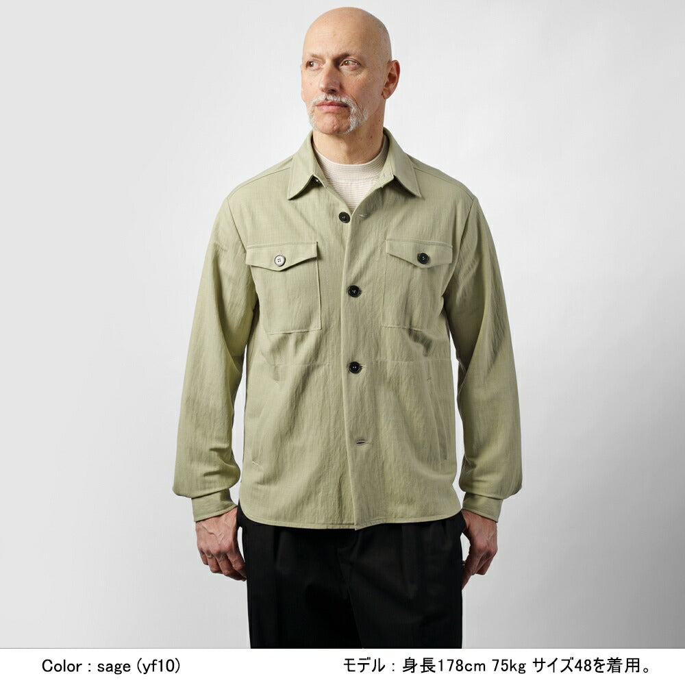 ハリスワーフロンドン HARRIS WHARF LONDON C9320PYF シャツジャケット シャツアウター 25春夏 ネイビー セージグリーン レーヨン  カジュアル モード シンプル メンズ シャツ ライトアウター ストレッチ インポート イタリア イギリス