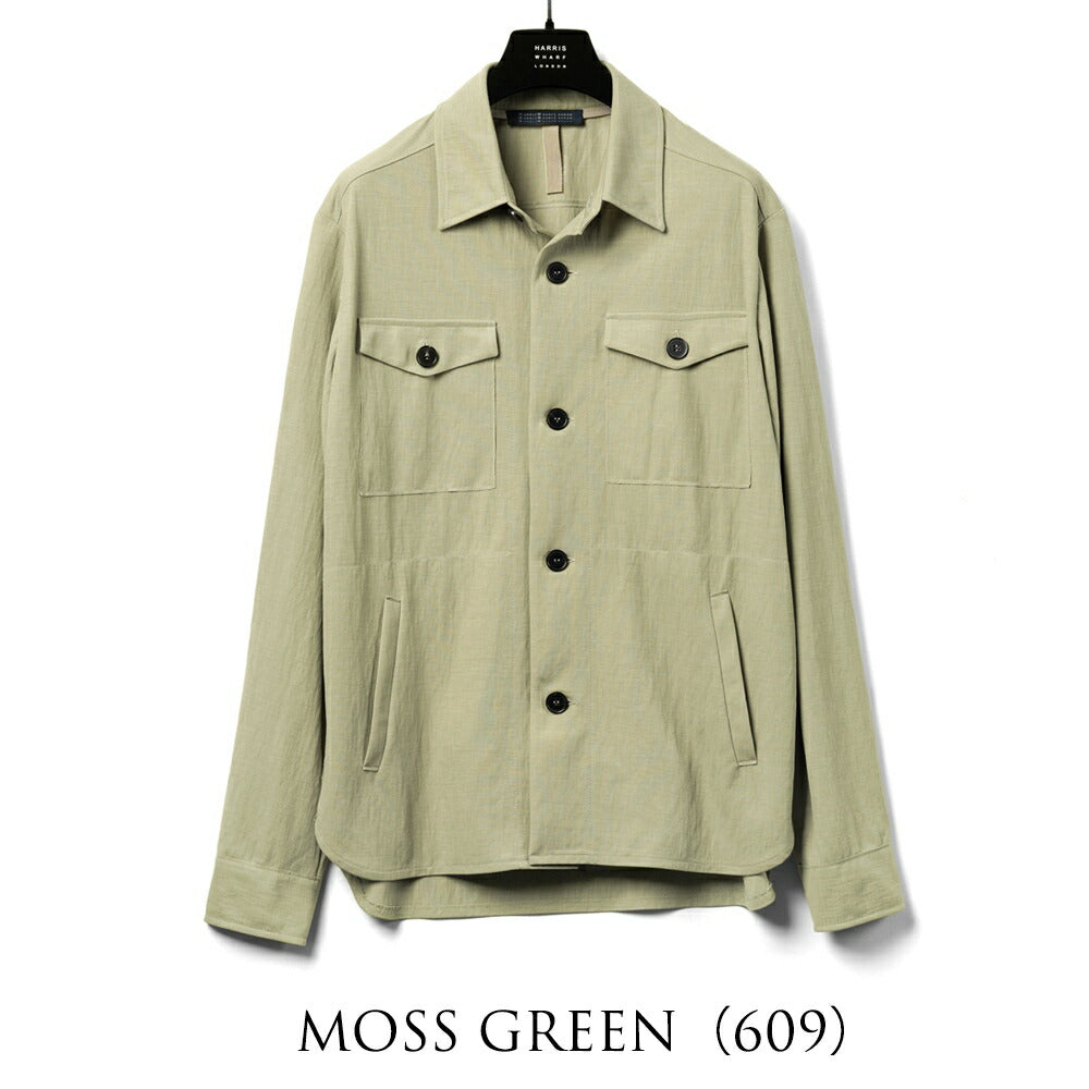 ハリスワーフロンドン HARRIS WHARF LONDON C9320PYF シャツジャケット シャツアウター 25春夏 ネイビー セージグリーン レーヨン  カジュアル モード シンプル メンズ シャツ ライトアウター ストレッチ インポート イタリア イギリス