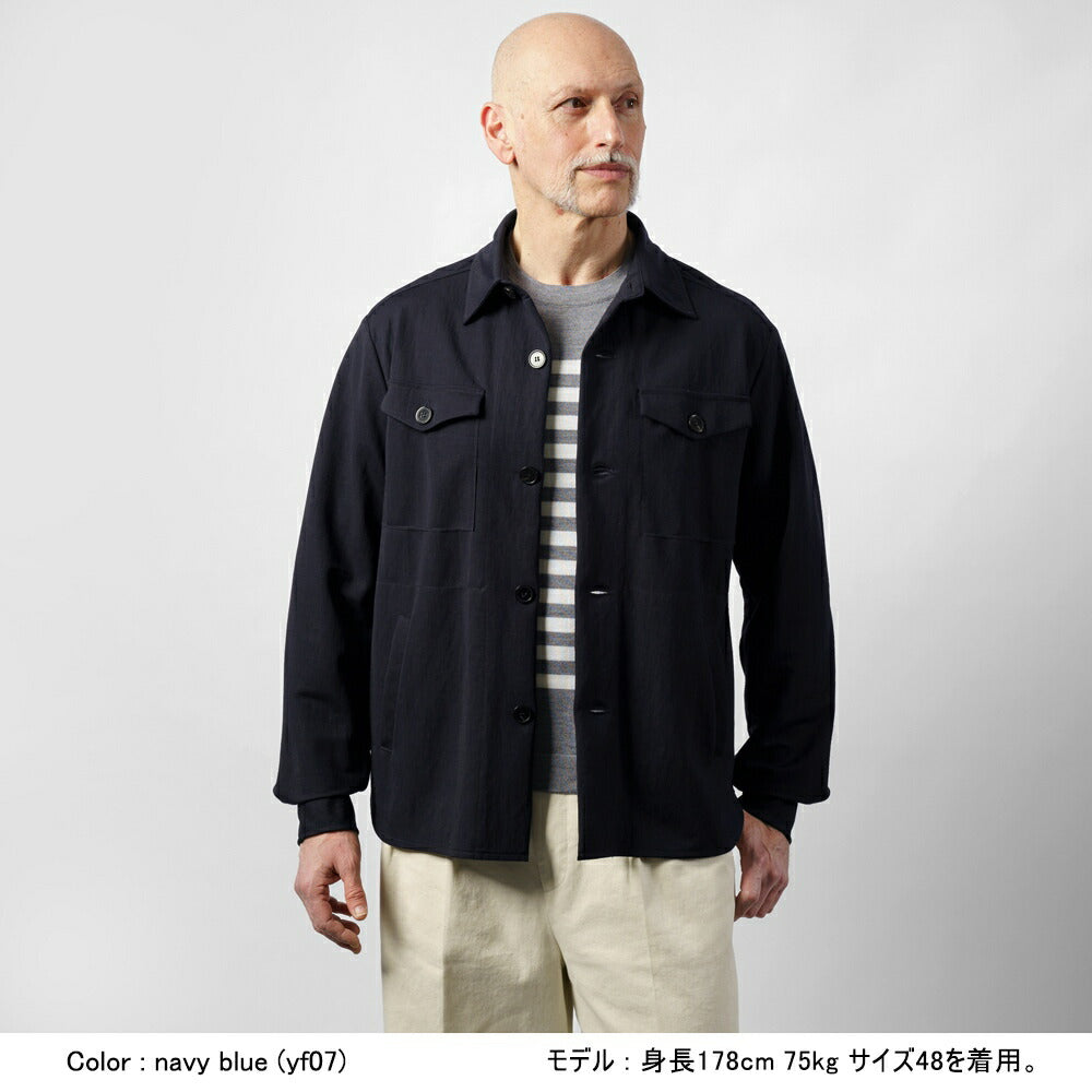 ハリスワーフロンドン HARRIS WHARF LONDON C9320PYF シャツジャケット シャツアウター 25春夏 ネイビー セージグリーン レーヨン  カジュアル モード シンプル メンズ シャツ ライトアウター ストレッチ インポート イタリア イギリス