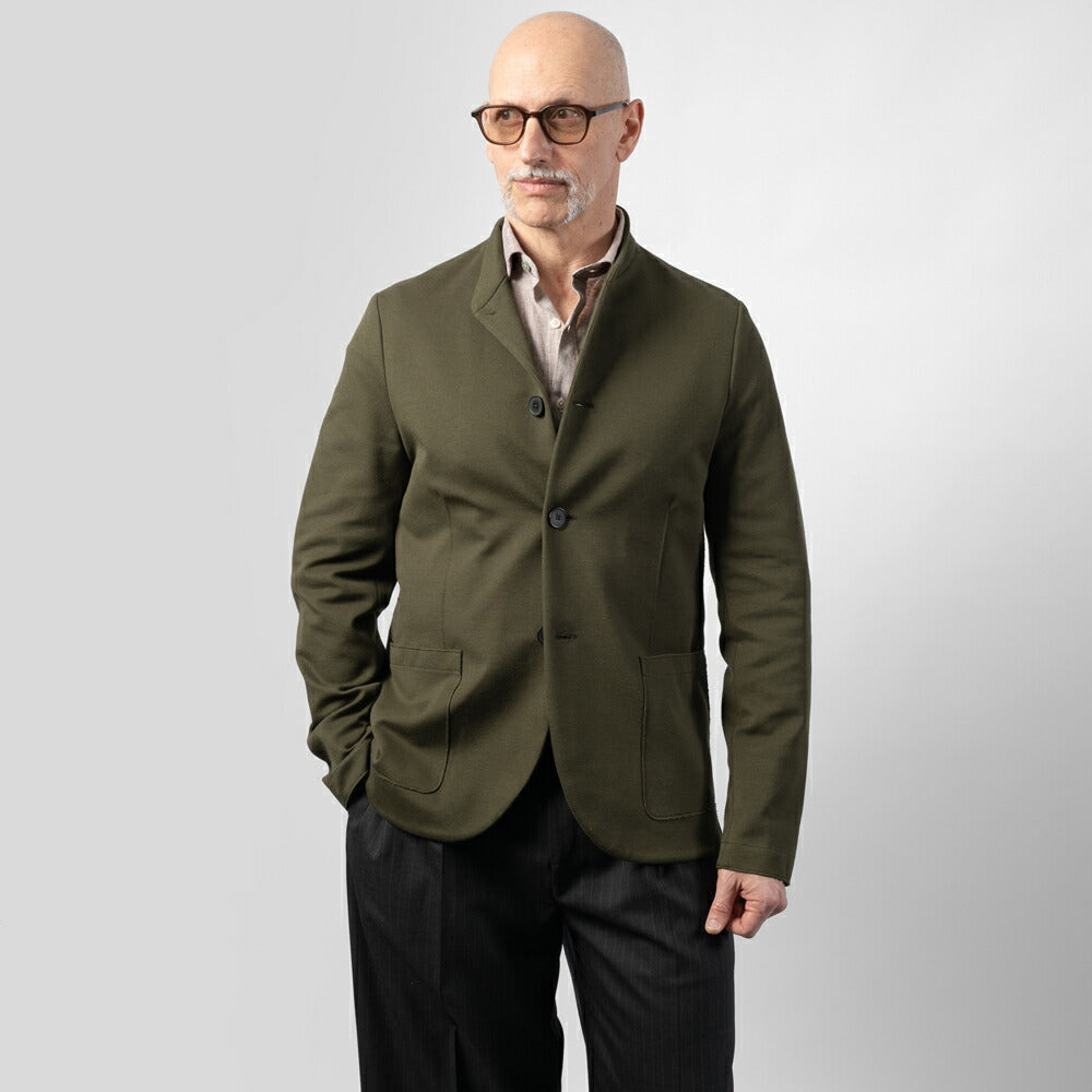 ハリスワーフロンドン HARRIS WHARF LONDON C9427PBR マオカラージャケット ネールジャケット 25春夏 ネイビー カーキグリーン コットン カジュアル モード シンプル メンズ ジャケット アウター ストレッチ インポート イタリア イギリス