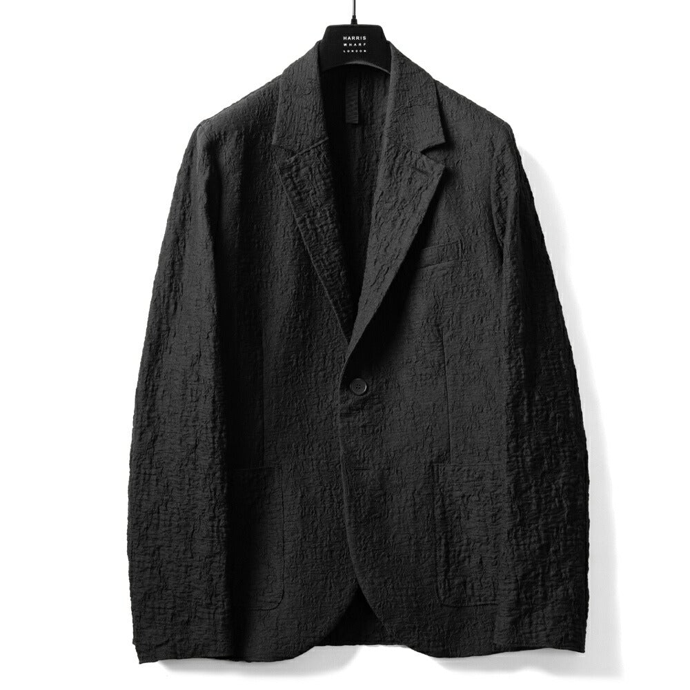 ハリスワーフロンドン HARRIS WHARF LONDON C9535PYM-U ジャケット シングル コットン  テーラード 25春夏 ブラック クリンクルコットン カジュアル モード シンプル メンズ メンズジャケット ライトアウター ストレッチ インポート イタリア イギリス