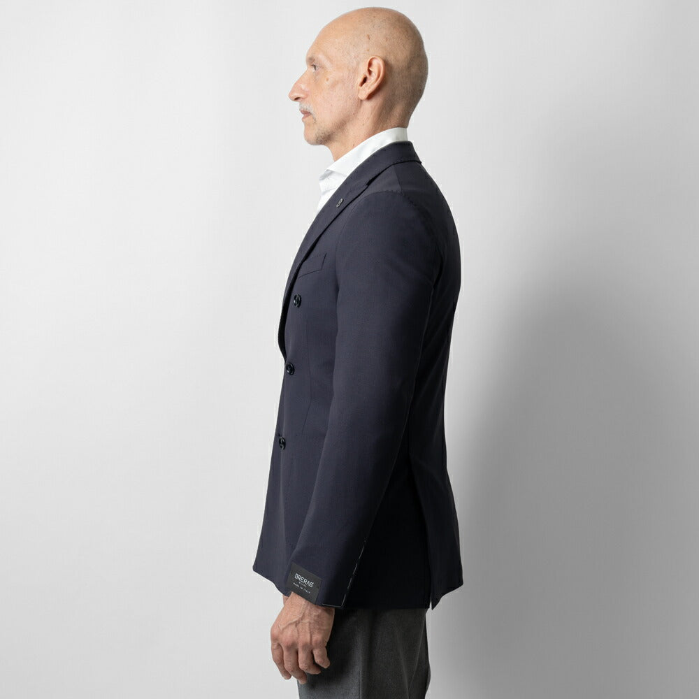 ブレラス BRERAS ジャケット ダブルブレスト ネイビー CASERTA-ATP1 24AW 24秋冬 ダブル テーラードジャケット ウールタフタ ウール メンズ ビジネス ブランド アンフィニッシュ 6ボタン サイドベンツ 高級 クラシコ イタリア