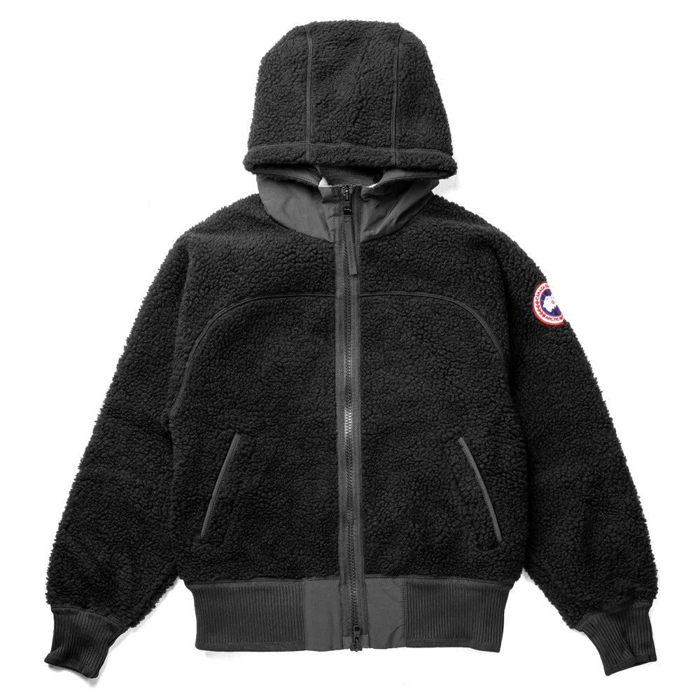 【返品不可】カナダグース CANADA GOOSE ボアブルゾン SIMCOE FLEECE HOODY 7016W BLACK ブラック シムコー ショート ワッペン レディース ジャケット ボア フリース パーカー パーカ フーディ フーディー フード付き アウター シンプル 高級 カナダ ブランド