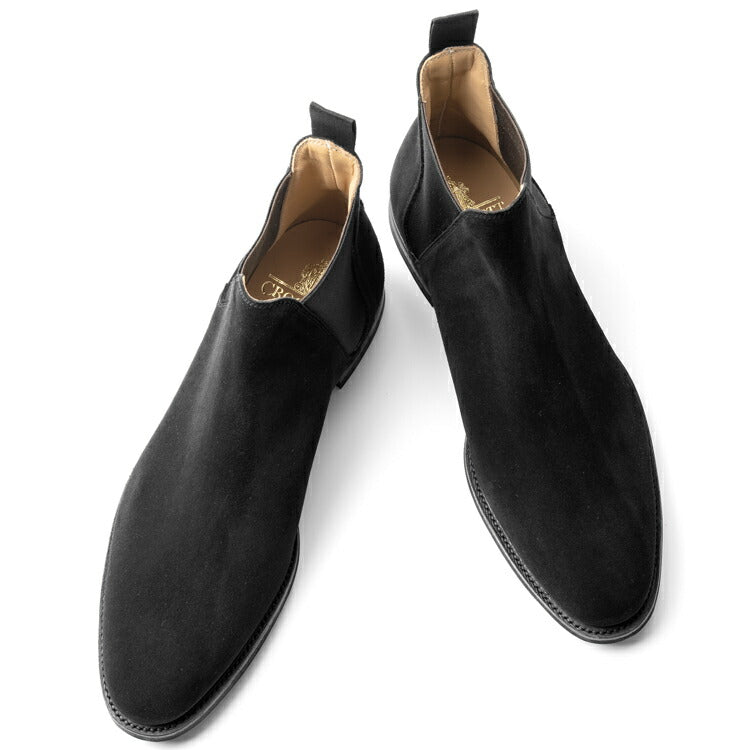 クロケット＆ジョーンズ CROCKETT&JONES サイドゴアブーツ CHELSEA-8 スエード ブラック BLACK LAST341 E メンズ ブーツ 本革 ビジネス イタリア サイドゴア 黒 ショートブーツ ブランド