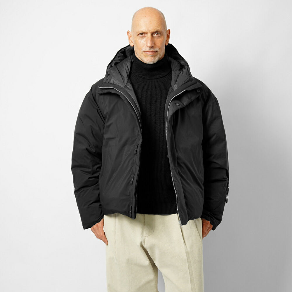 クオ COOR ダウンジャケットブラック 黒 チャコールグレー WATER REPELLENT GOOSE DOWN JUMPER ダウン メンズ フード 撥水加工 メンズダウン ダウンコート ショートダウン メンズダウンジャケット メンズアウター ショート丈 シンプル ブランド 韓国
