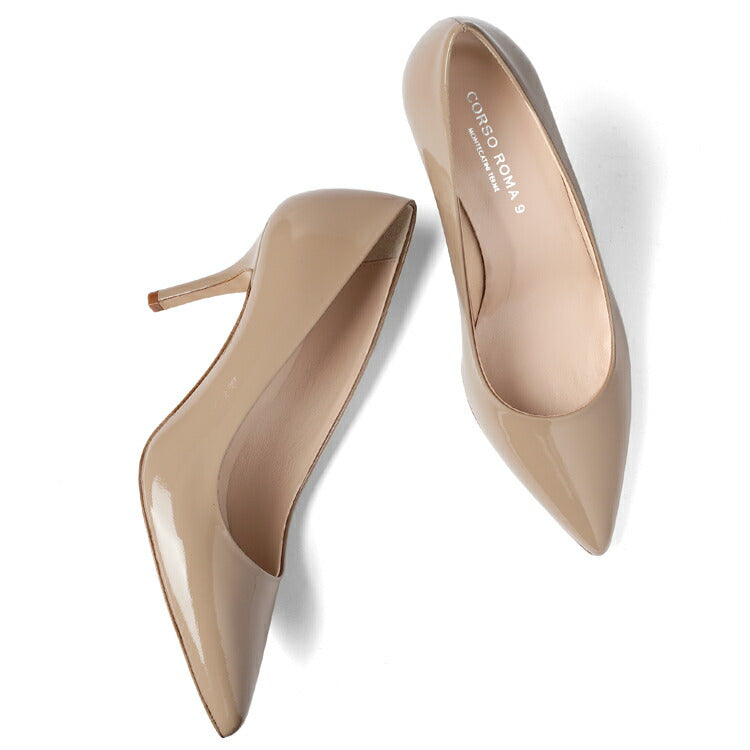 コルソローマ 9 CORSO ROMA 9 パンプス 127 エナメル BEIGE ベージュ コルソローマノーベ ポインテッドトゥパンプス ポインテッドトゥ ハイヒール 長時間 疲れない 低反発 フォーマル 結婚式 通勤 エナメルパンプス ポインテッドパンプス