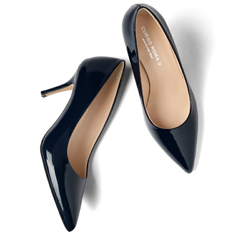 コルソローマ 9 CORSO ROMA 9 パンプス 127 エナメル BLU ネイビー コルソローマノーベ ポインテッドトゥパンプス ポインテッドトゥ ハイヒール 長時間 疲れない 低反発 フォーマル 結婚式 通勤 エナメルパンプス ポインテッドパンプス
