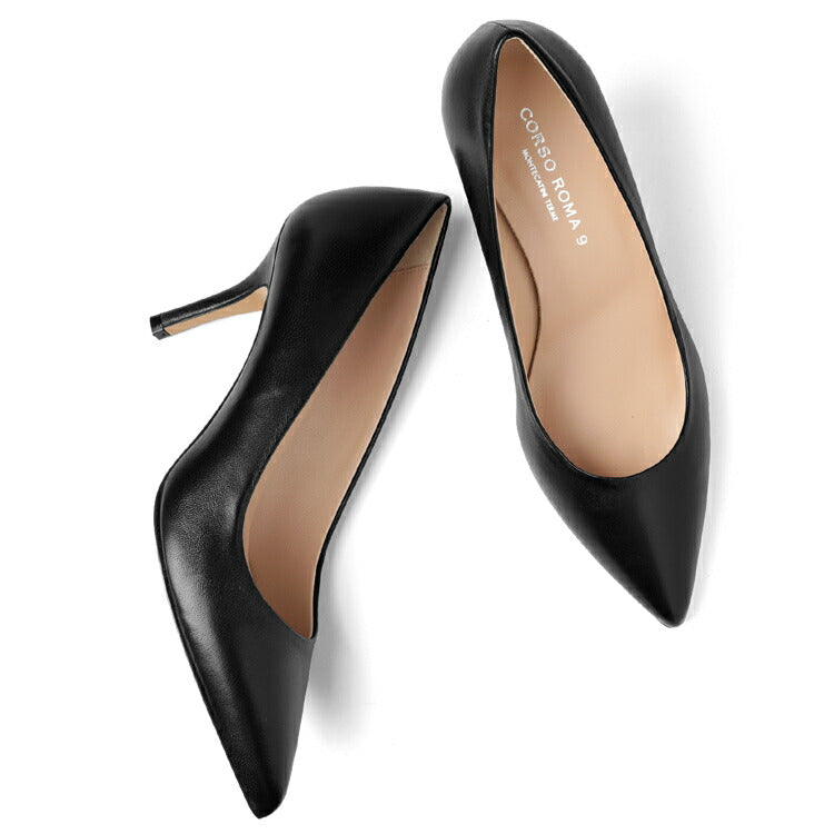 コルソローマ 9 CORSO ROMA 9 パンプス 127 レザー ブラック コルソローマノーベ ポインテッドトゥパンプス ポインテッドトゥ ハイヒール 長時間 疲れない 低反発 フォーマル 結婚式 通勤 レザーパンプス ポインテッドパンプス ハイヒールパンプス