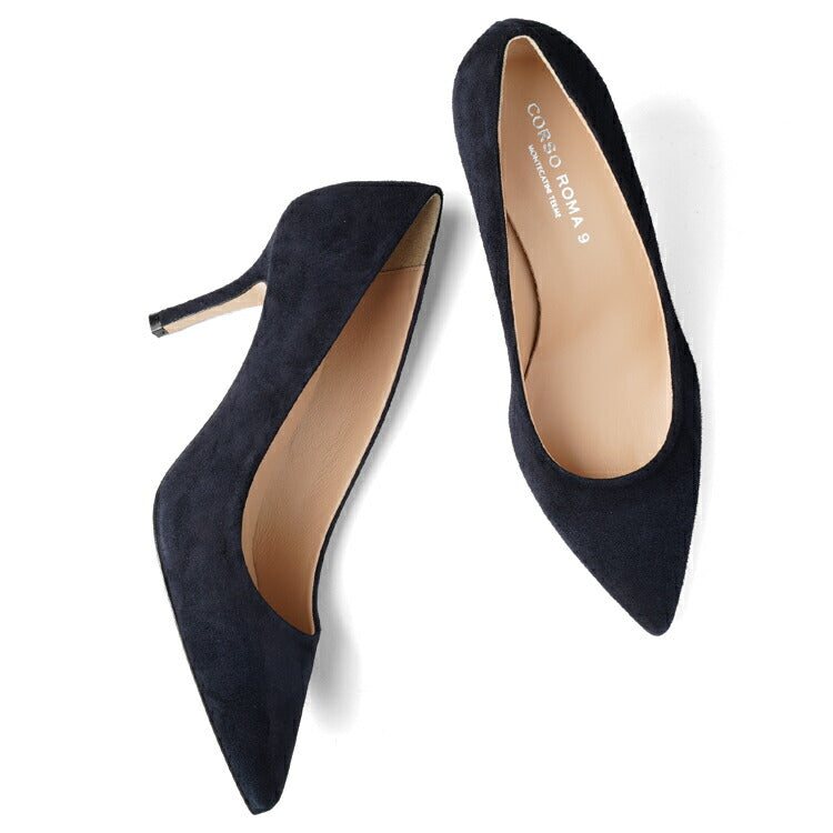 コルソローマ 9 CORSO ROMA 9 パンプス 127 スエード BLU ネイビー コルソローマノーベ ポインテッドトゥパンプス ポインテッドトゥ ハイヒール 長時間 疲れない 低反発 フォーマル 結婚式 通勤 スエードパンプス ポインテッドパンプス
