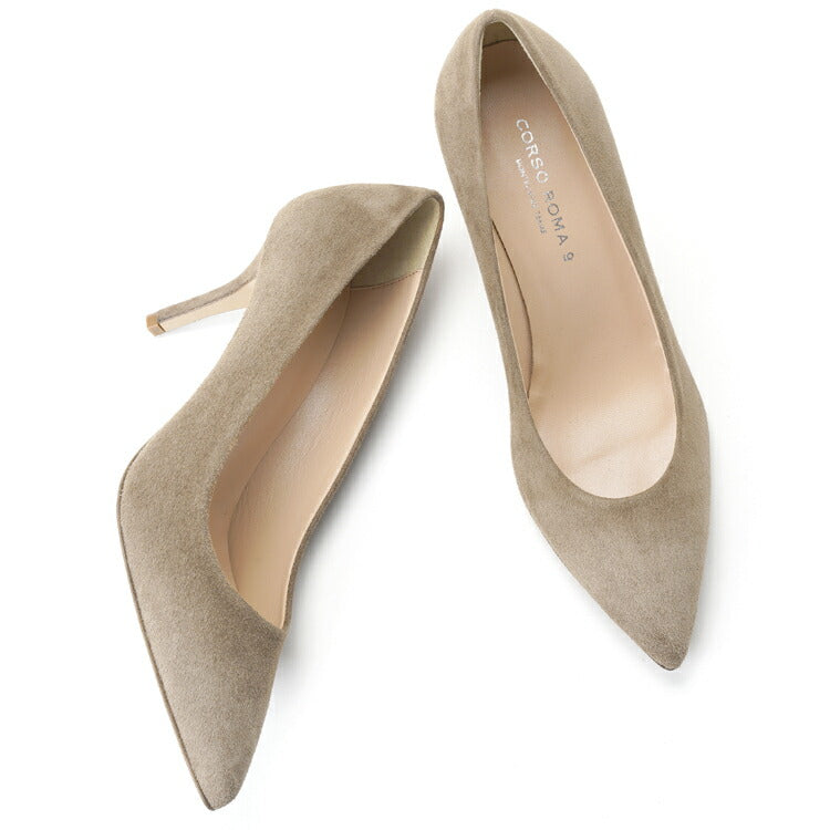 コルソローマ 9 CORSO ROMA 9 パンプス 127 スエード TORTORA ベージュ コルソローマノーベ ポインテッドトゥパンプス ポインテッドトゥ ハイヒール 長時間 疲れない 低反発 フォーマル 結婚式 スエードパンプス ポインテッドパンプス ブランド靴
