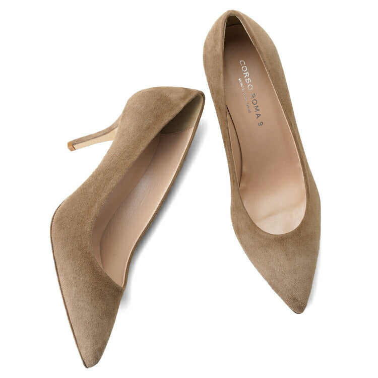 コルソローマ 9 CORSO ROMA 9 パンプス 127 スエード  グレージュ TORTORA ベージュ コルソローマノーベ ポインテッドトゥパンプス ポインテッドトゥ ハイヒール 長時間 疲れない 低反発 フォーマル 結婚式 通勤 スエードパンプス ポインテッドパンプス
