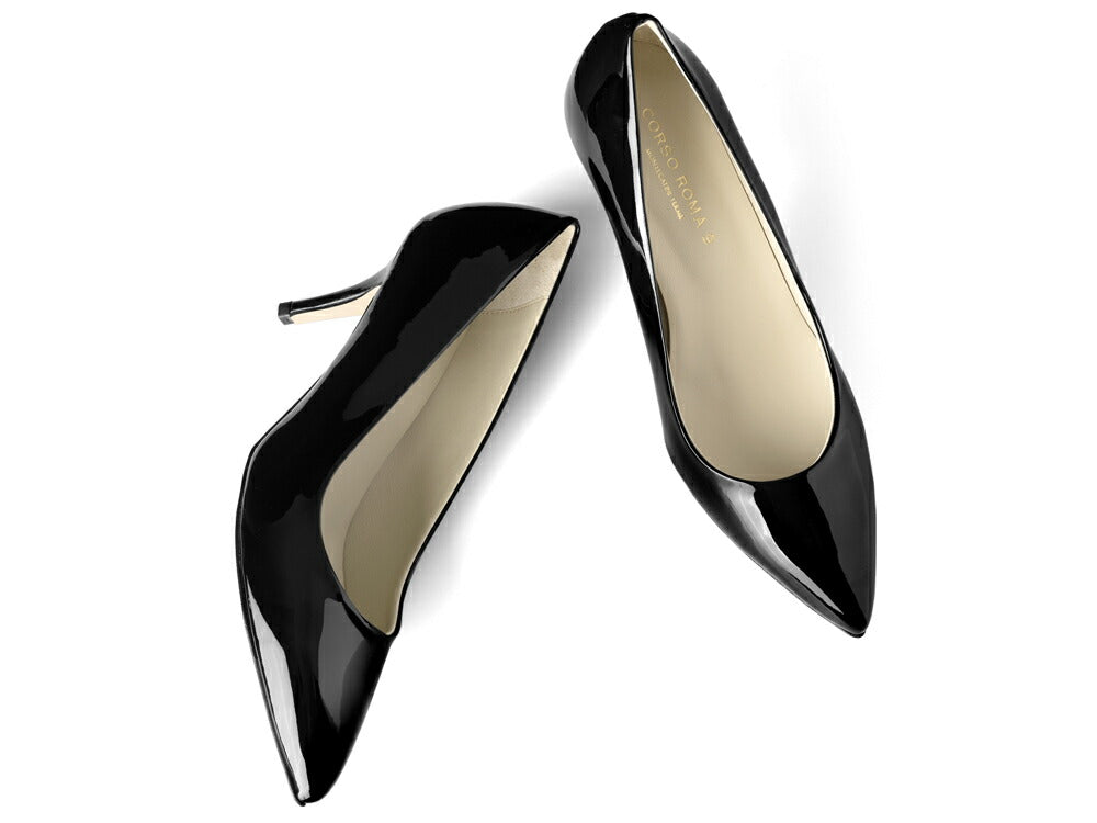 コルソローマ 9 CORSO ROMA 9 パンプス NOEMI500 エナメル NERO ブラック VERNICE コルソローマノーベ BLACK ポインテッドトゥパンプス ポインテッドトゥ ハイヒール 長時間 疲れない 低反発 フォーマル 結婚式 エナメルパンプス ポインテッドパンプス ブランド靴