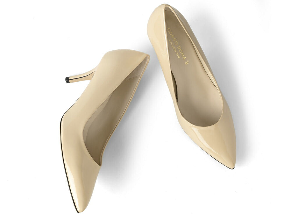 コルソローマ 9 CORSO ROMA 9 パンプス NOEMI500 エナメル SABBIA ベージュ VERNICE コルソローマノーベ BEIGE ポインテッドトゥパンプス ポインテッドトゥ ハイヒール 長時間 疲れない 低反発 フォーマル 結婚式 エナメルパンプス ポインテッドパンプス ブランド靴