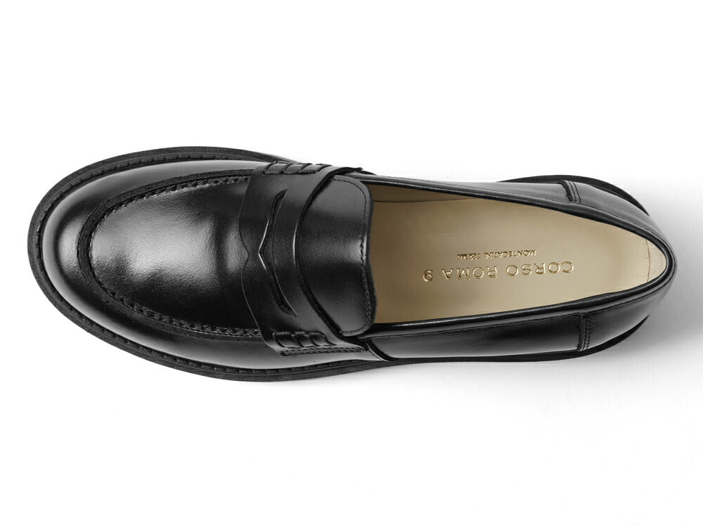 コルソローマ 9 CORSO ROMA 9 ローファー 厚底 OLGA262 レザー NERO ブラック NAPPA コルソローマノーベ BLACK コインローファー 厚底ソール トラックソール タンクソール レディース シンプル 大人 本革 レザーシューズ 歩きやすい 厚底ローファー イタリア インポート