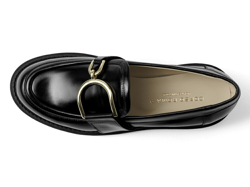 コルソローマ 9 CORSO ROMA 9 ビットローファー 厚底 OLGA1869 レザー NERO ブラック NAPPA コルソローマノーベ BLACK アシンメトリー ビット ローファー バックル 厚底ソール トラックソール タンクソール レディース シンプル 大人 本革 レザーシューズ 厚底ローファー