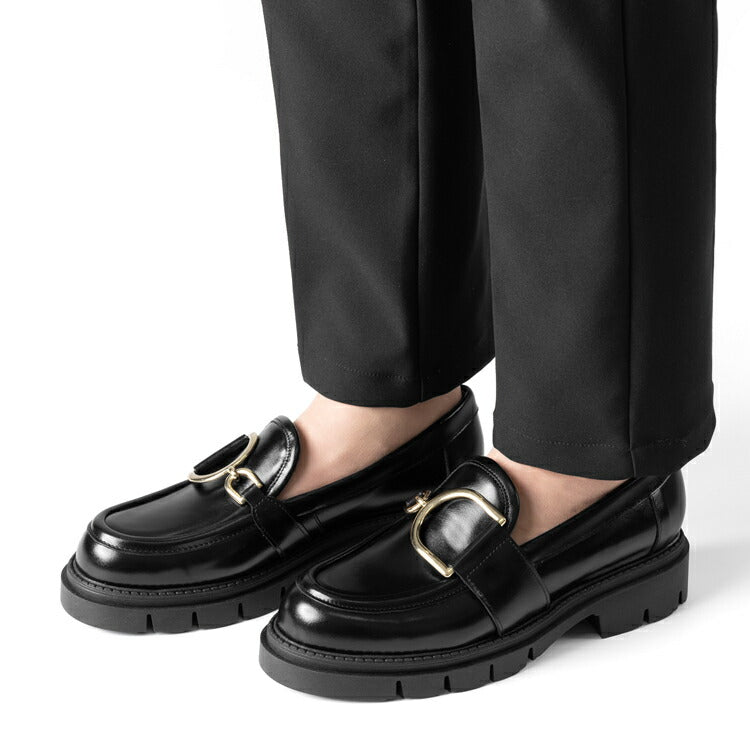 コルソローマ 9 CORSO ROMA 9 ビットローファー 厚底 OLGA1869 レザー NERO ブラック NAPPA コルソローマノーベ BLACK アシンメトリー ビット ローファー バックル 厚底ソール トラックソール タンクソール レディース シンプル 大人 本革 レザーシューズ 厚底ローファー