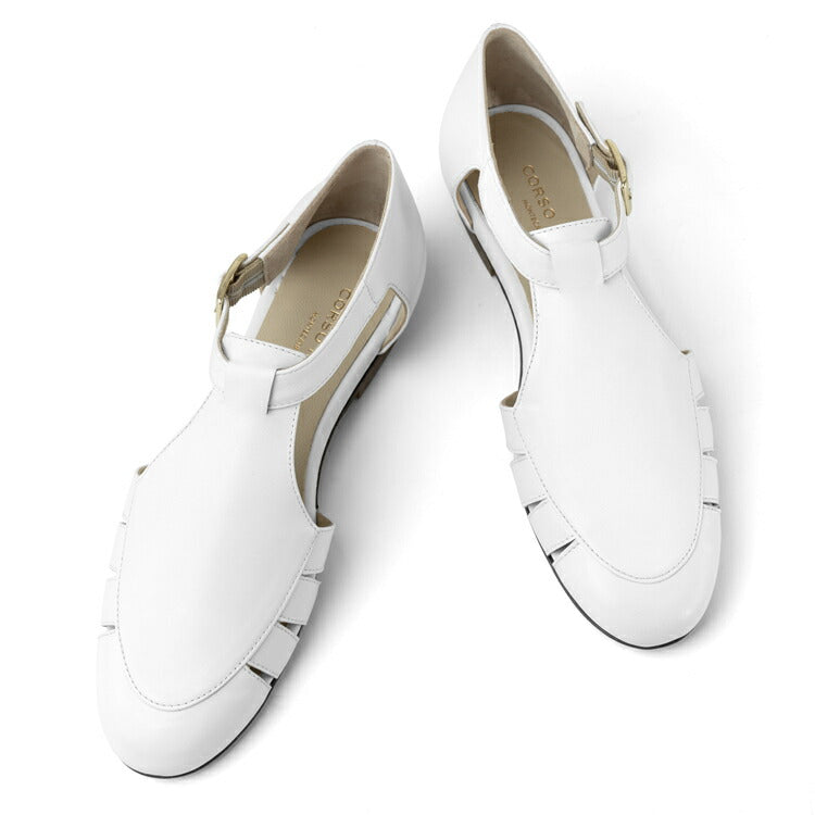 コルソローマ 9 CORSO ROMA 9 グルカサンダル MEX897 レザー NAPPA サンダル ホワイト 白 BIANCO フラット ぺたんこ  ストラップ コルソローマノーベ クッションインソール レザーサンダル レディース レディースサンダル 春夏 夏 歩きやすい 大人 本革 ブランド品 上品