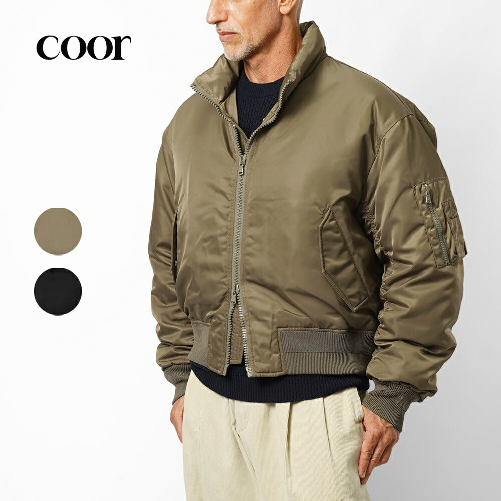 クオ COOR ミリタリー パファー ジャケット ブラック 黒 カーキ STAND COLLOR NECK PUFFER JACKET CXE4JP03V 中綿 ダウン メンズ メンズダウン ブルゾン ショート メンズブルゾン メンズアウター シンプル ブランド 韓国
