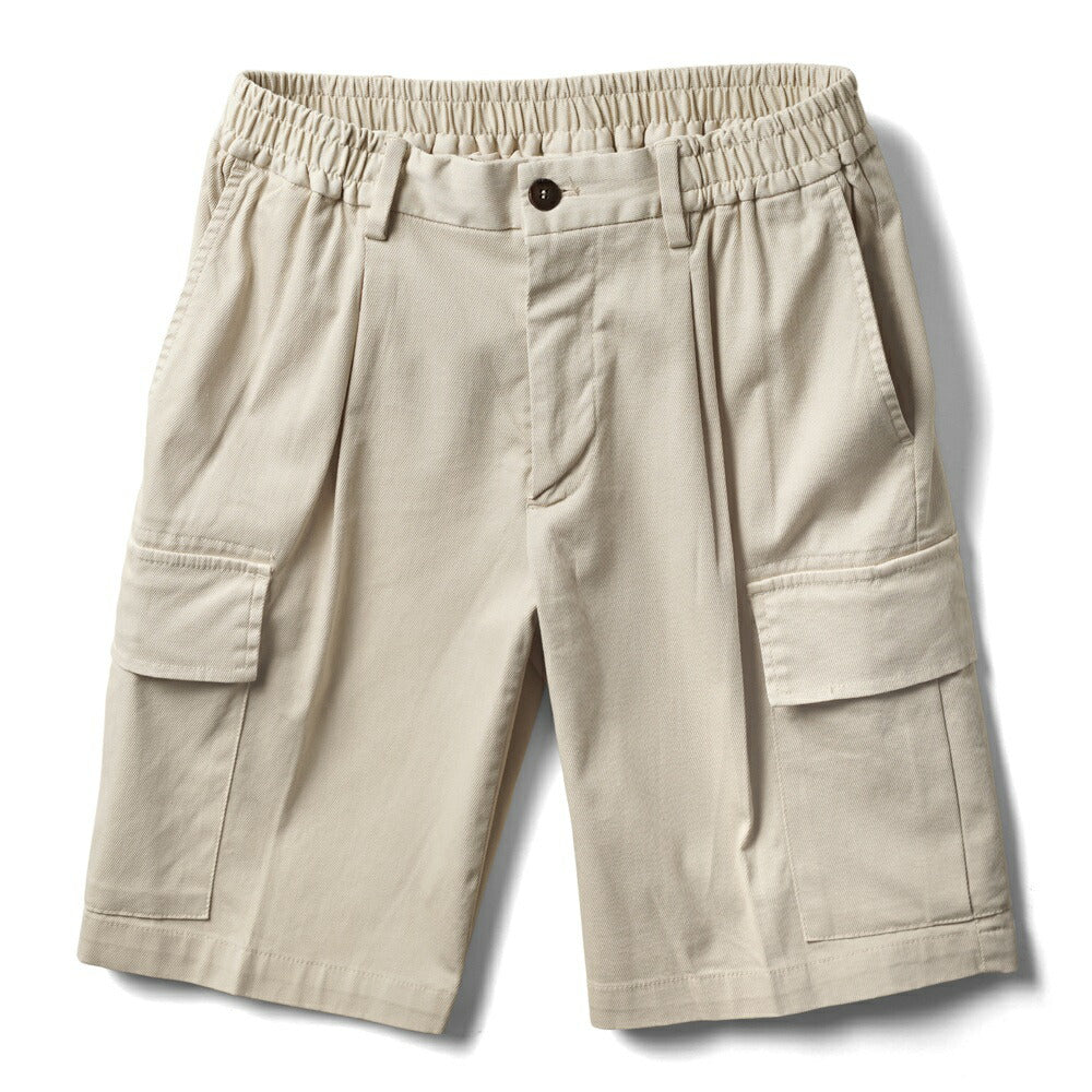 デヴォレ インチピット DEVORE incipit ハーフパンツ カーゴショーツ 製品染め D131-G061 コットン ミリタリー ネイビー ベージュ 25春夏 チノパンツ チノ ウエストゴム イタリア ワンプリーツ メンズ 短パン