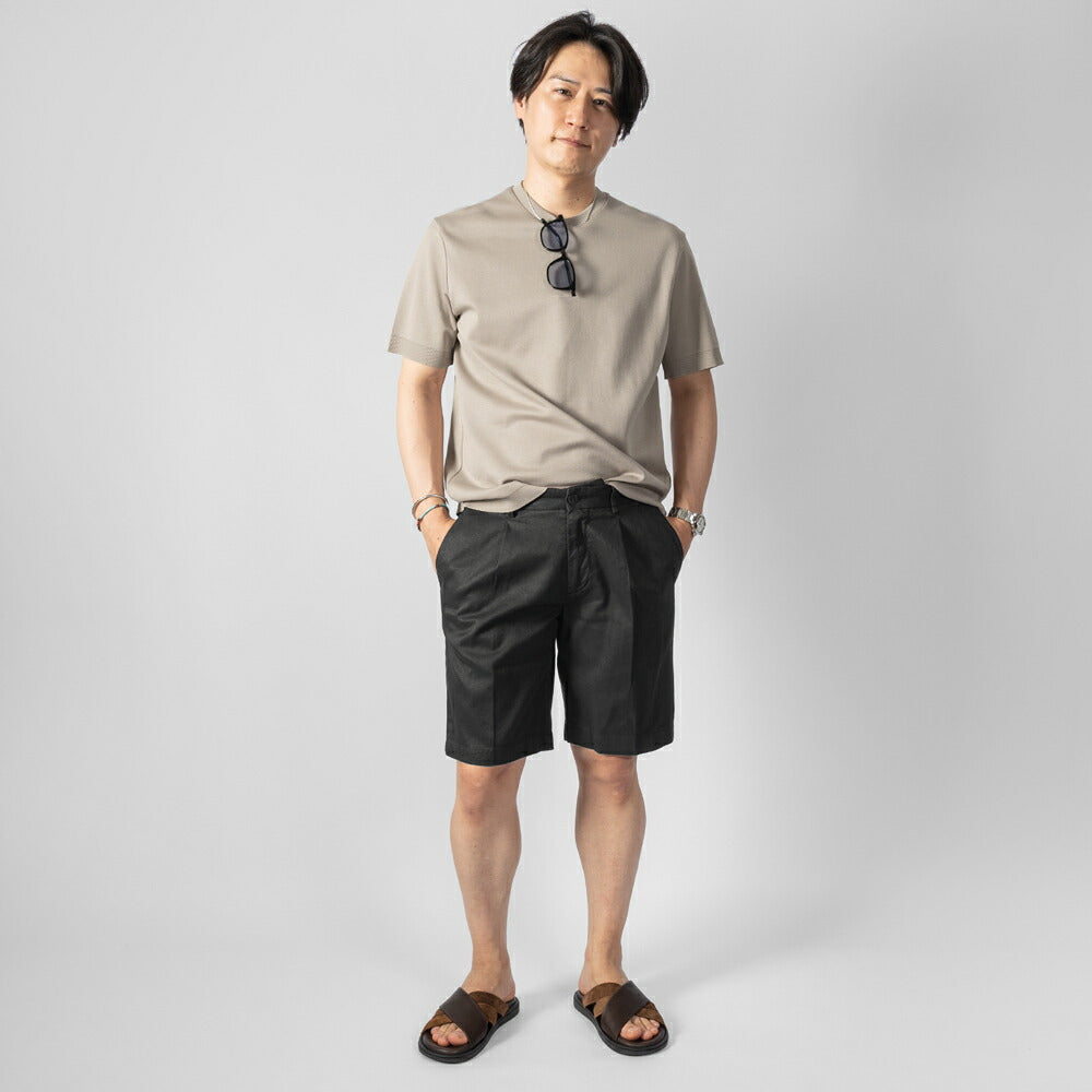 ヘルノ HERNO ニット Tシャツ カットソー JG000206U クルーネック コットン ストレッチ 半袖 メンズ グレージュ ブラック 2600 9300 綿 コットン カジュアル ドレス ブランド 大きいサイズインナー 無地 ニットT スリム イタリア インポート