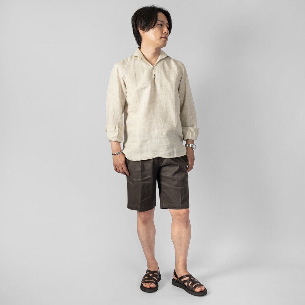 デヴォレ インチピット DEVORE incipit ハーフパンツ リネン コットン D155-G049  ベージュ ホワイト ネイビー ブラック グレー ブラウン25春夏 ショーツ 短パン イタリア