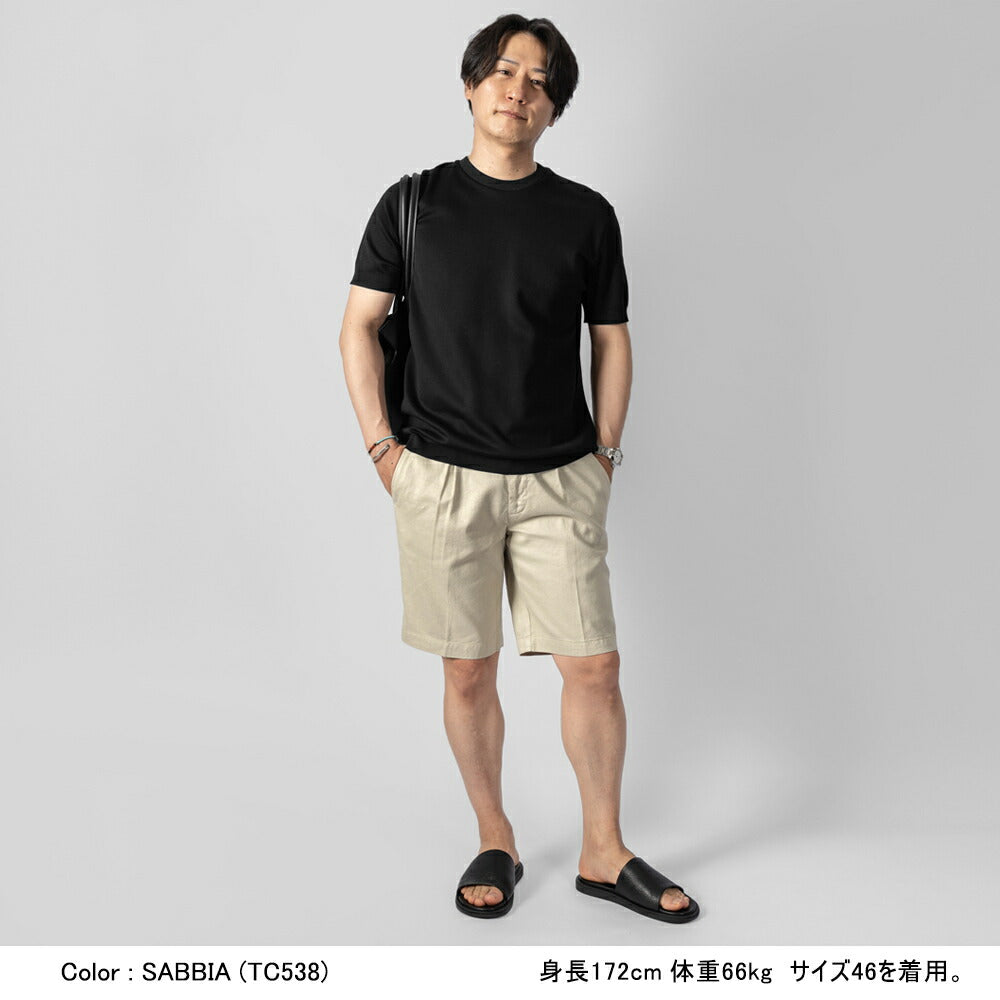 デヴォレ インチピット DEVORE incipit ハーフパンツ リネン コットン D155-G049  ベージュ ホワイト ネイビー ブラック グレー ブラウン25春夏 ショーツ 短パン イタリア