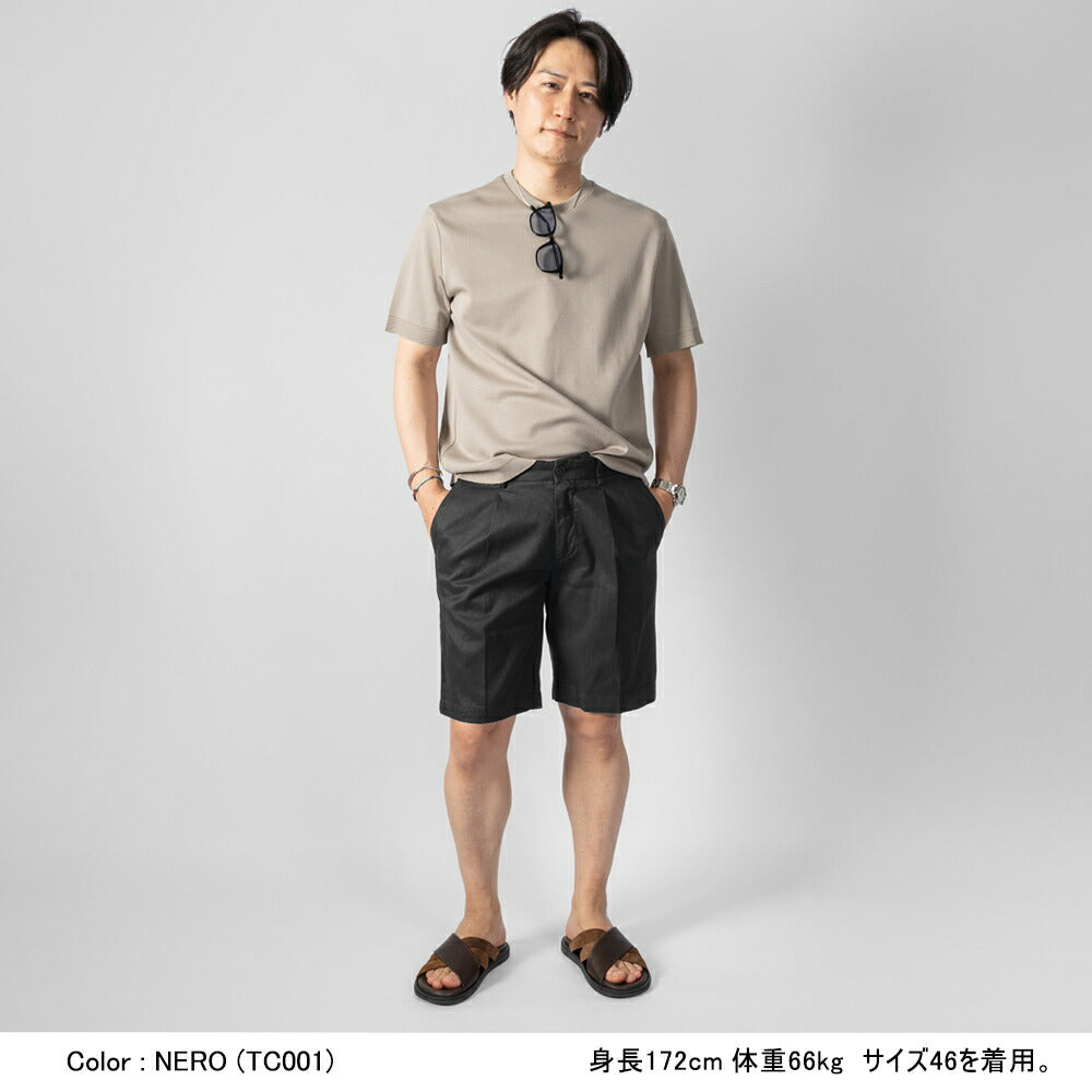 デヴォレ インチピット DEVORE incipit ハーフパンツ リネン コットン D155-G049  ベージュ ホワイト ネイビー ブラック グレー ブラウン25春夏 ショーツ 短パン イタリア