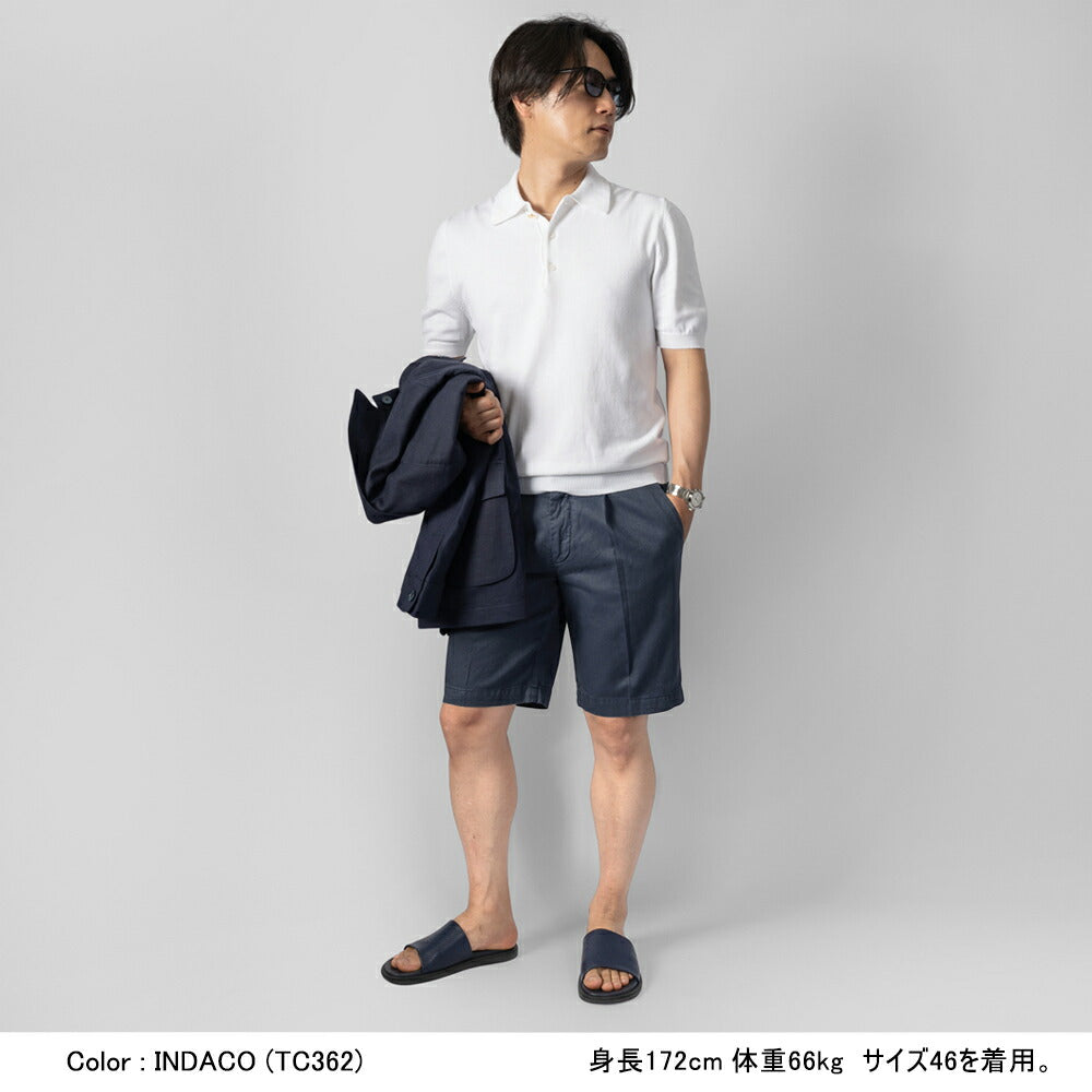 デヴォレ インチピット DEVORE incipit ハーフパンツ リネン コットン D155-G049  ベージュ ホワイト ネイビー ブラック グレー ブラウン25春夏 ショーツ 短パン イタリア