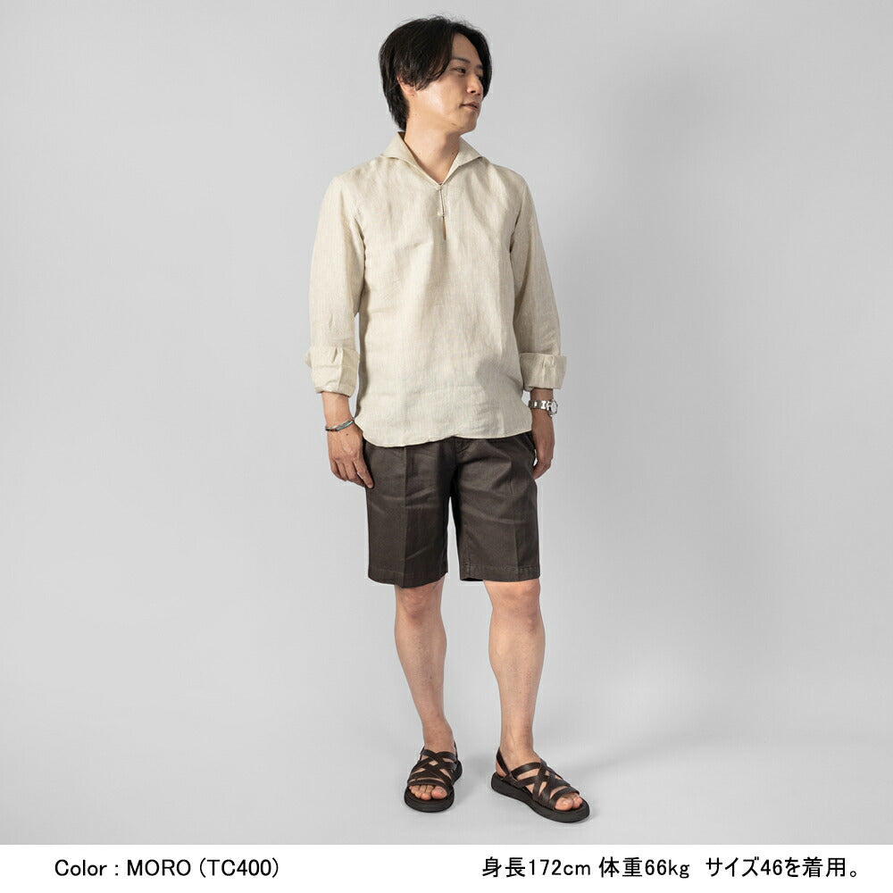 デヴォレ インチピット DEVORE incipit ハーフパンツ リネン コットン D155-G049  ベージュ ホワイト ネイビー ブラック グレー ブラウン25春夏 ショーツ 短パン イタリア