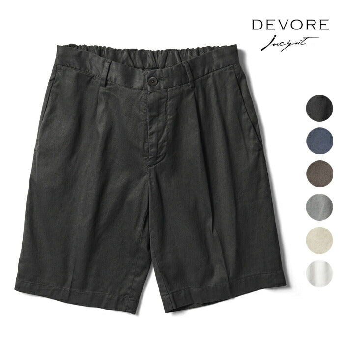 デヴォレ インチピット DEVORE incipit ハーフパンツ リネン コットン D155-G049  ベージュ ホワイト ネイビー ブラック グレー ブラウン25春夏 ショーツ 短パン イタリア