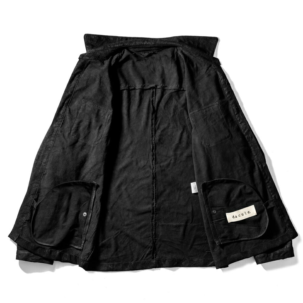 ダクテ DACUTE レザーシャツ ブラスター加工 M2024 本革 シャツジャケット メンズ レザーブルゾン シャツブルゾン ブラック ライトアウター 革ジャケット イタリア ライトアウター レザー アウター ヴィンテージ ダメージ