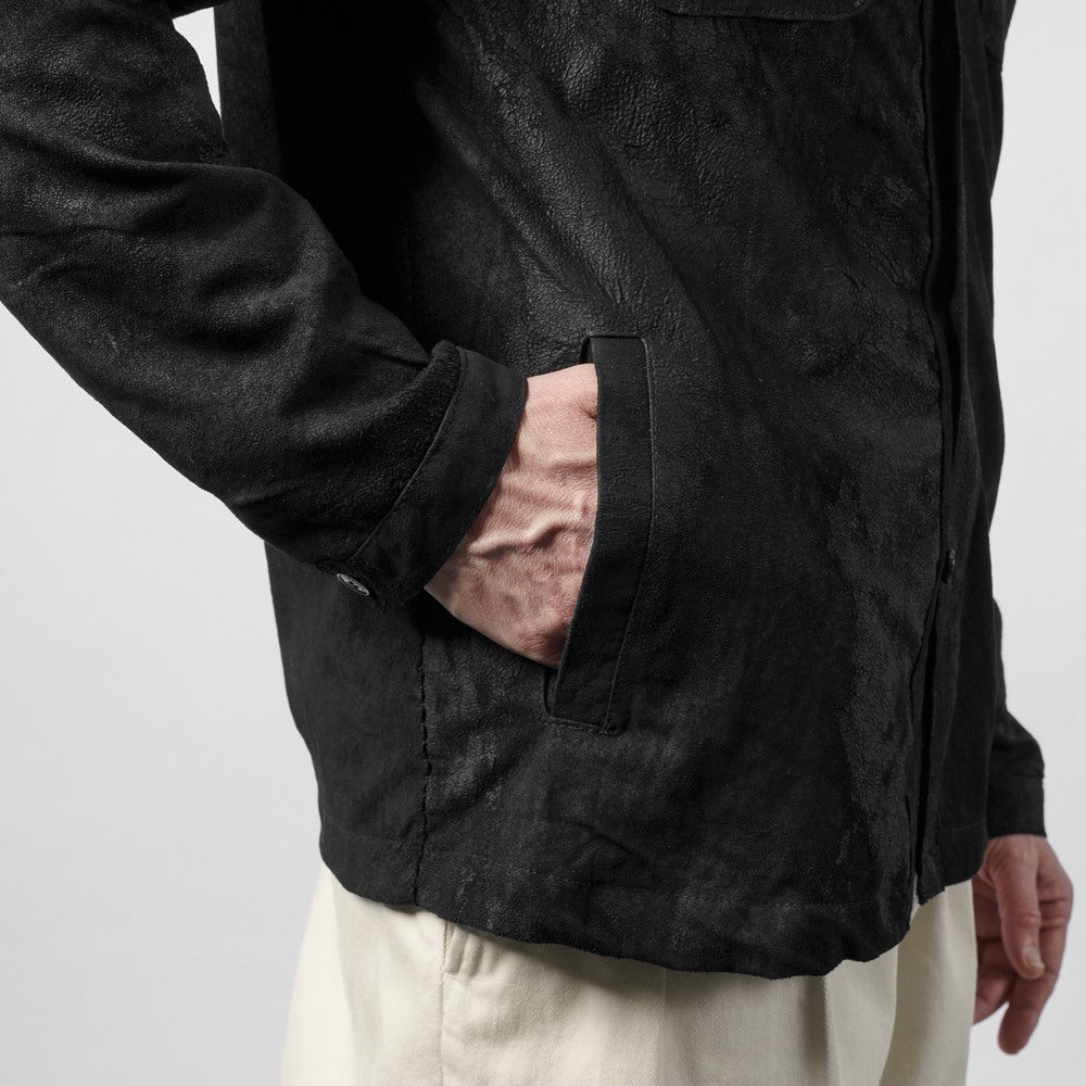 ダクテ DACUTE レザーシャツ ブラスター加工 M2024 本革 シャツジャケット メンズ レザーブルゾン シャツブルゾン ブラック ライトアウター 革ジャケット イタリア ライトアウター レザー アウター ヴィンテージ ダメージ