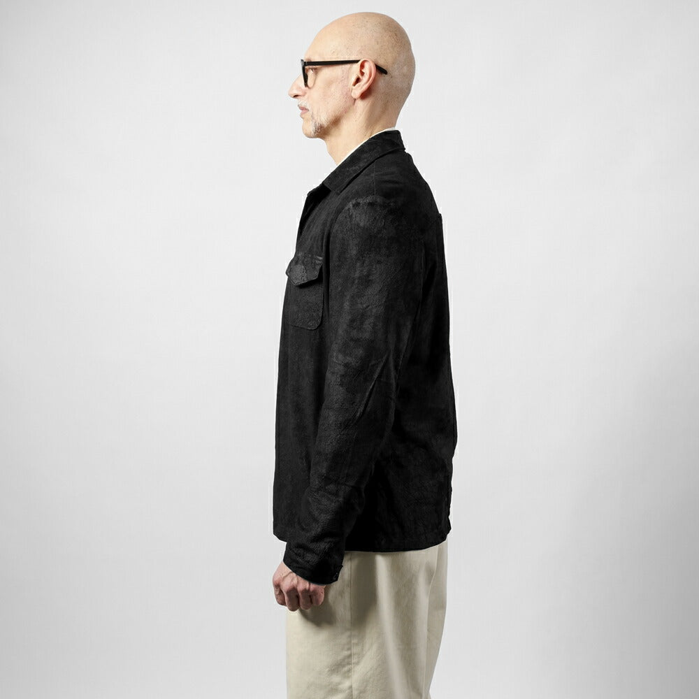 ダクテ DACUTE レザーシャツ ブラスター加工 M2024 本革 シャツジャケット メンズ レザーブルゾン シャツブルゾン ブラック ライトアウター 革ジャケット イタリア ライトアウター レザー アウター ヴィンテージ ダメージ