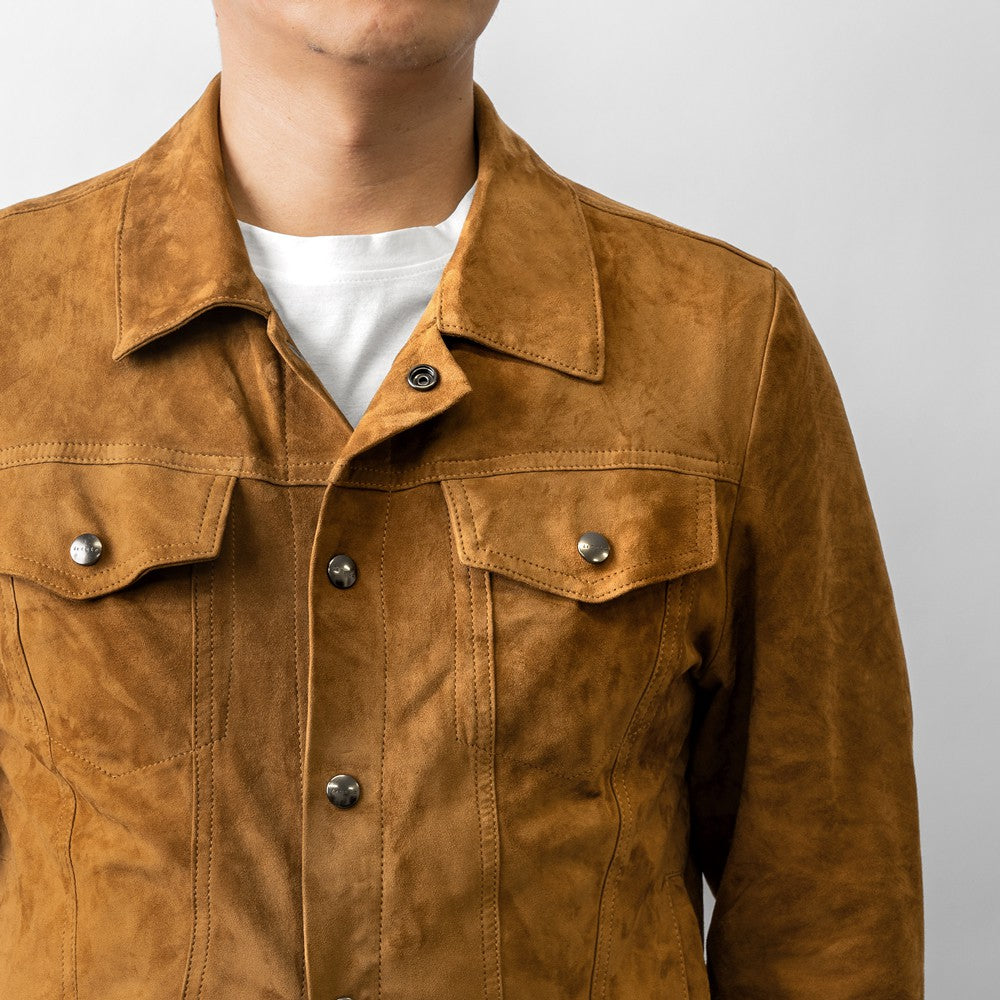 【アウトレット特価】ダクテ DACUTE Gジャン スエード トラッカージャケット シャツジャケット JEANS メンズ レザーシャツ シャツブルゾン レザー  ブラック ブラウン ベージュ ブルゾン ライトアウター Gジャンサードモデル ワークシャツ 革ジャケット イタリア