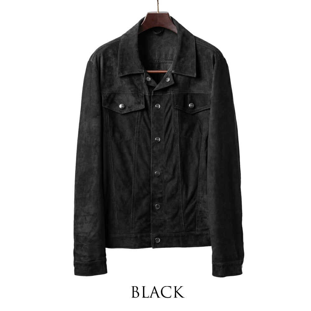 ダクテ DACUTE Gジャン スエード トラッカージャケット シャツジャケット JEANS メンズ レザーシャツ シャツブルゾン レザー  ブラック ブラウン ベージュ ブルゾン ライトアウター Gジャンサードモデル ワークシャツ 革ジャケット イタリア ライトアウター レザー アウター