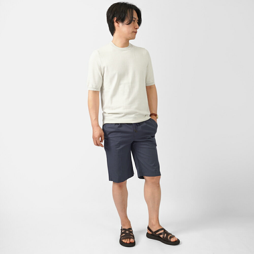 バルバッティ BARBATI ハーフパンツ B-DANIEL 125681 ワンプリーツ ストレッチ 25春夏 メンズ ショーツ ショートパンツ 短パン イタリア ブランド 春 夏 膝上 綿 コットン ナイロン スリム グリーン オフホワイト ベージュ ネイビー