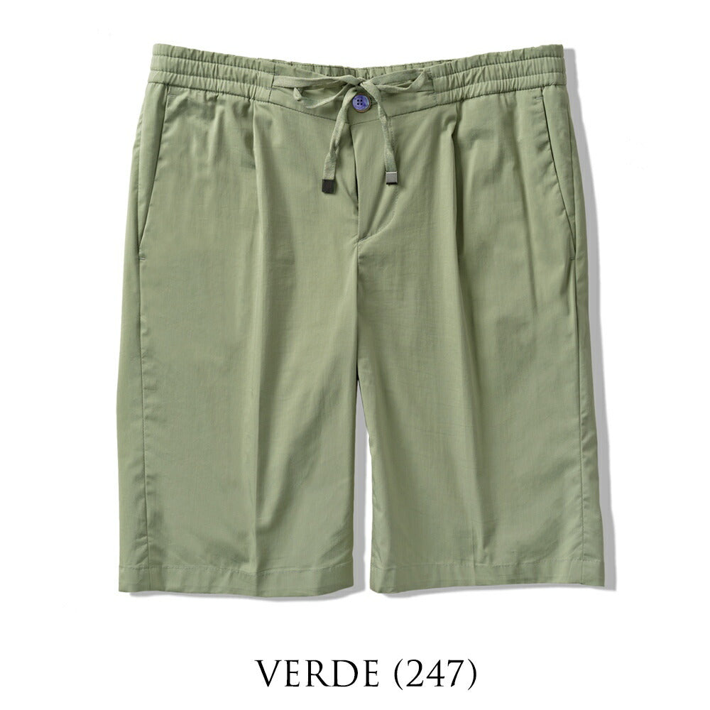 バルバッティ BARBATI ハーフパンツ B-DANIEL 125681 ワンプリーツ ストレッチ 25春夏 メンズ ショーツ ショートパンツ 短パン イタリア ブランド 春 夏 膝上 綿 コットン ナイロン スリム グリーン オフホワイト ベージュ ネイビー