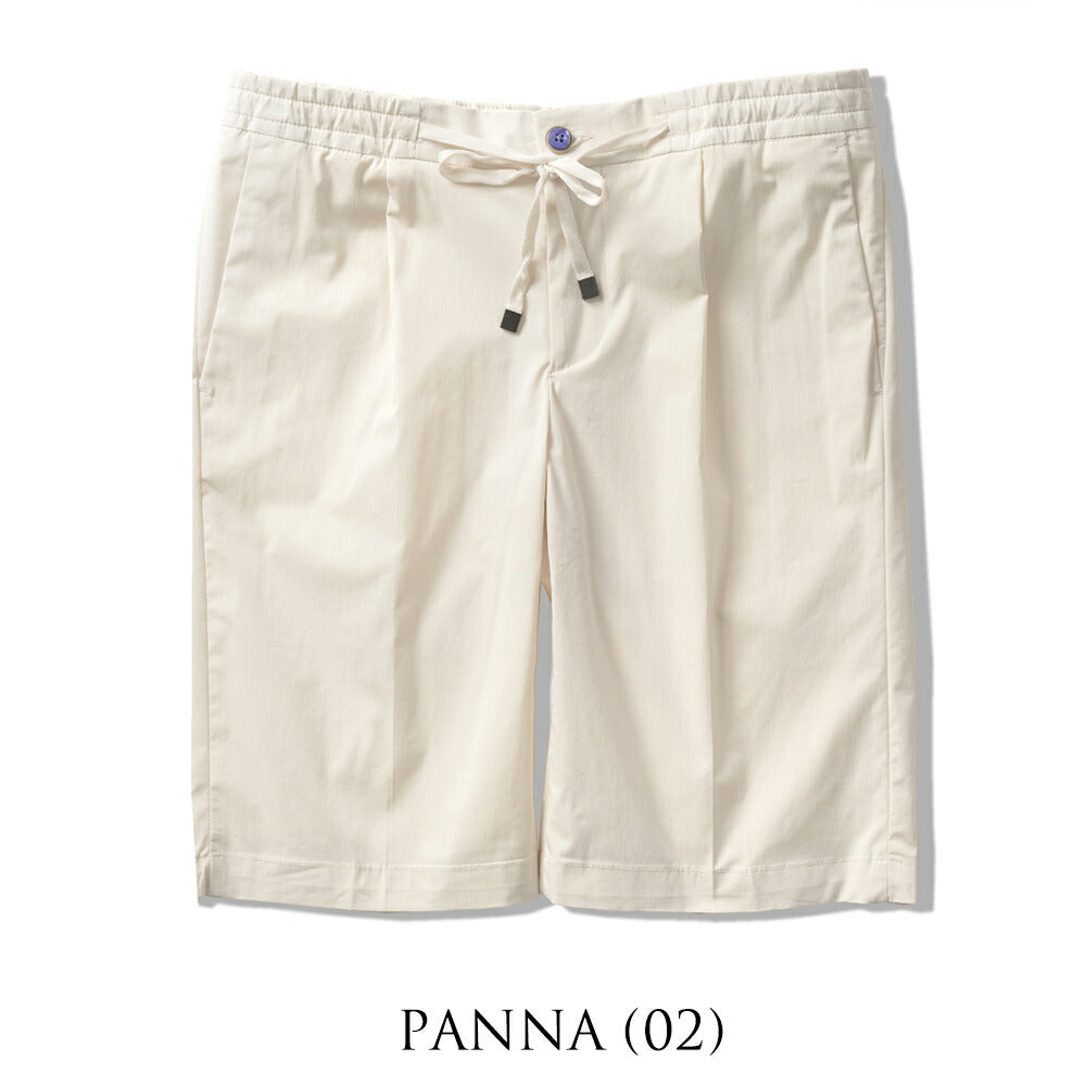 バルバッティ BARBATI ハーフパンツ B-DANIEL 125681 ワンプリーツ ストレッチ 25春夏 メンズ ショーツ ショートパンツ 短パン イタリア ブランド 春 夏 膝上 綿 コットン ナイロン スリム グリーン オフホワイト ベージュ ネイビー