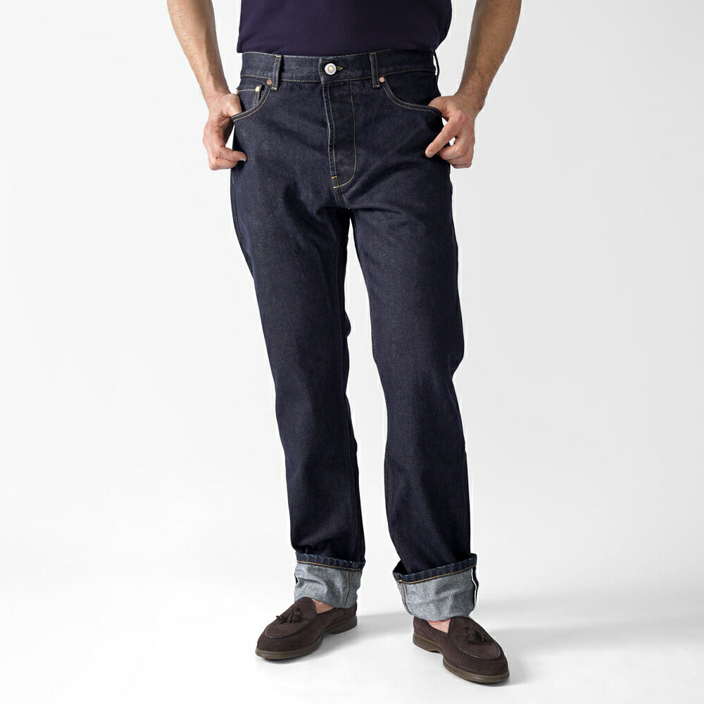 テラジェノバ TELA GENOVA デニム 5ポケット レギュラーフィット DAV05 BLUE AO DAVIDE REGULAR FIT コットン ヴィンテージ ビンテージ ストレート セルビッジ 25春夏 メンズ デニムパンツ イタリアンデニム カジュアル ワンウォッシュ インディゴブルー ネイビー ブルー