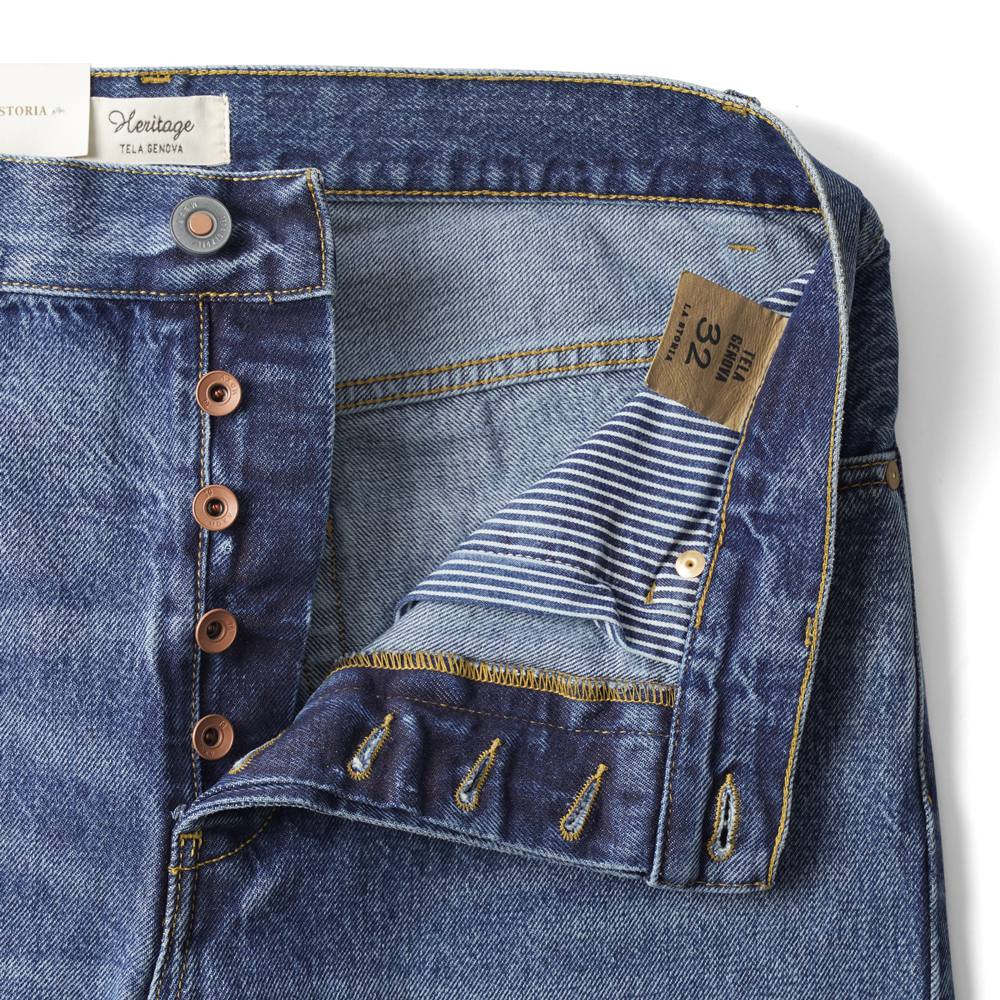 テラジェノバ TELA GENOVA デニム 5ポケット レギュラーフィット DAV05 BLUE NJ DAVIDE REGULAR FIT コットン ヴィンテージ ビンテージ ストレート セルビッジ 25春夏 メンズ デニムパンツ イタリアンデニム カジュアル ストーンウォッシュ ブルー