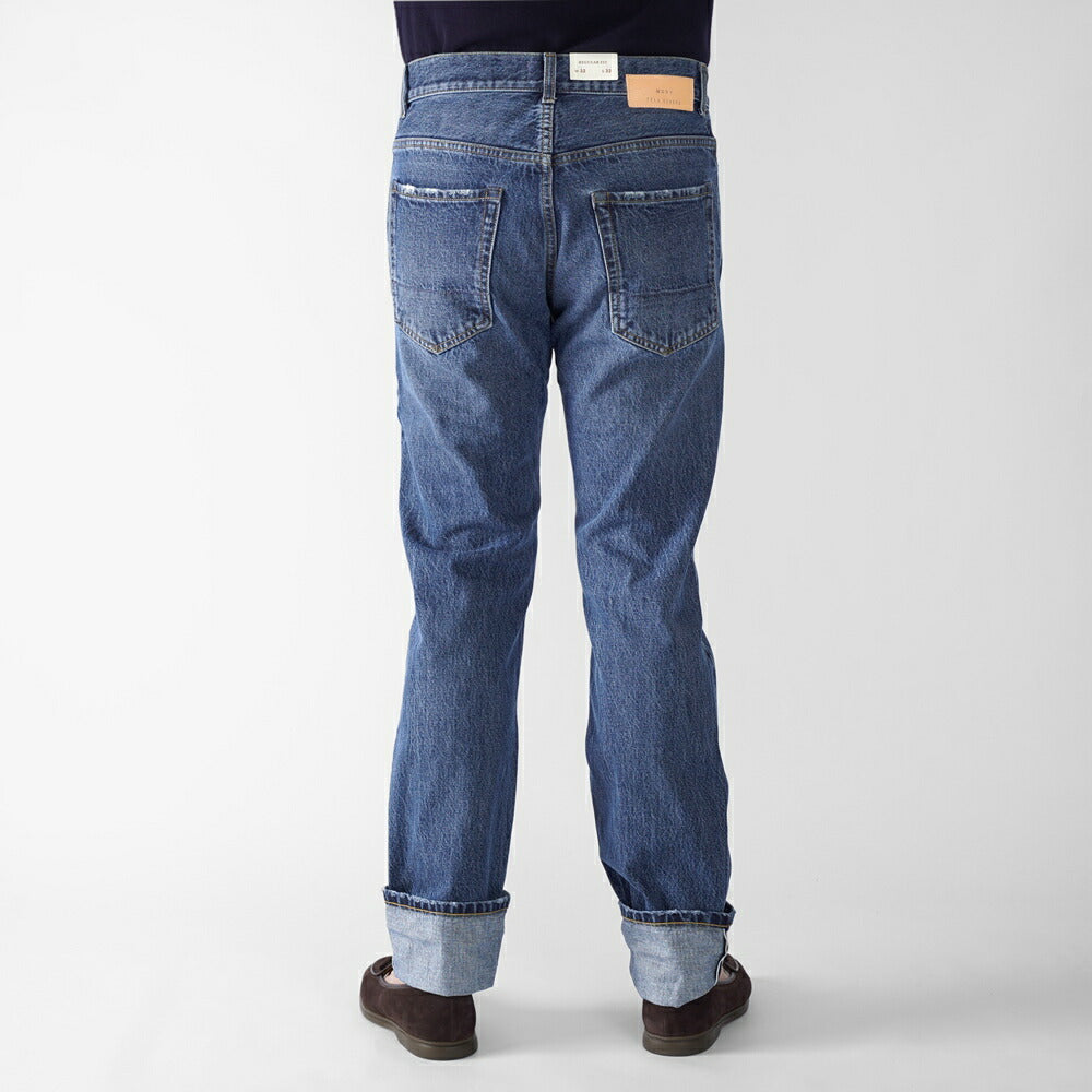 テラジェノバ TELA GENOVA デニム 5ポケット レギュラーフィット DAV05 BLUE NJ DAVIDE REGULAR FIT コットン ヴィンテージ ビンテージ ストレート セルビッジ 25春夏 メンズ デニムパンツ イタリアンデニム カジュアル ストーンウォッシュ ブルー