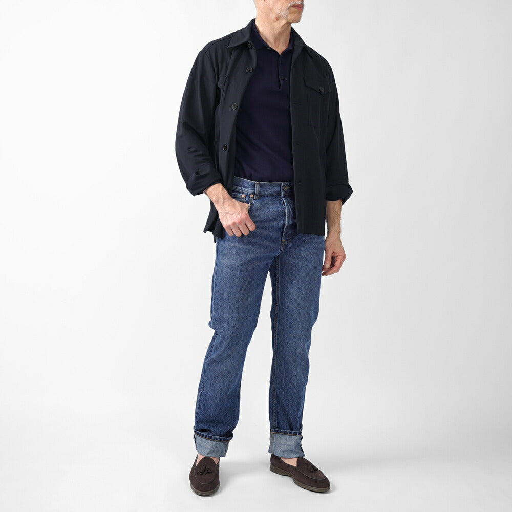 テラジェノバ TELA GENOVA デニム 5ポケット レギュラーフィット DAV05 BLUE NJ DAVIDE REGULAR FIT コットン ヴィンテージ ビンテージ ストレート セルビッジ 25春夏 メンズ デニムパンツ イタリアンデニム カジュアル ストーンウォッシュ ブルー