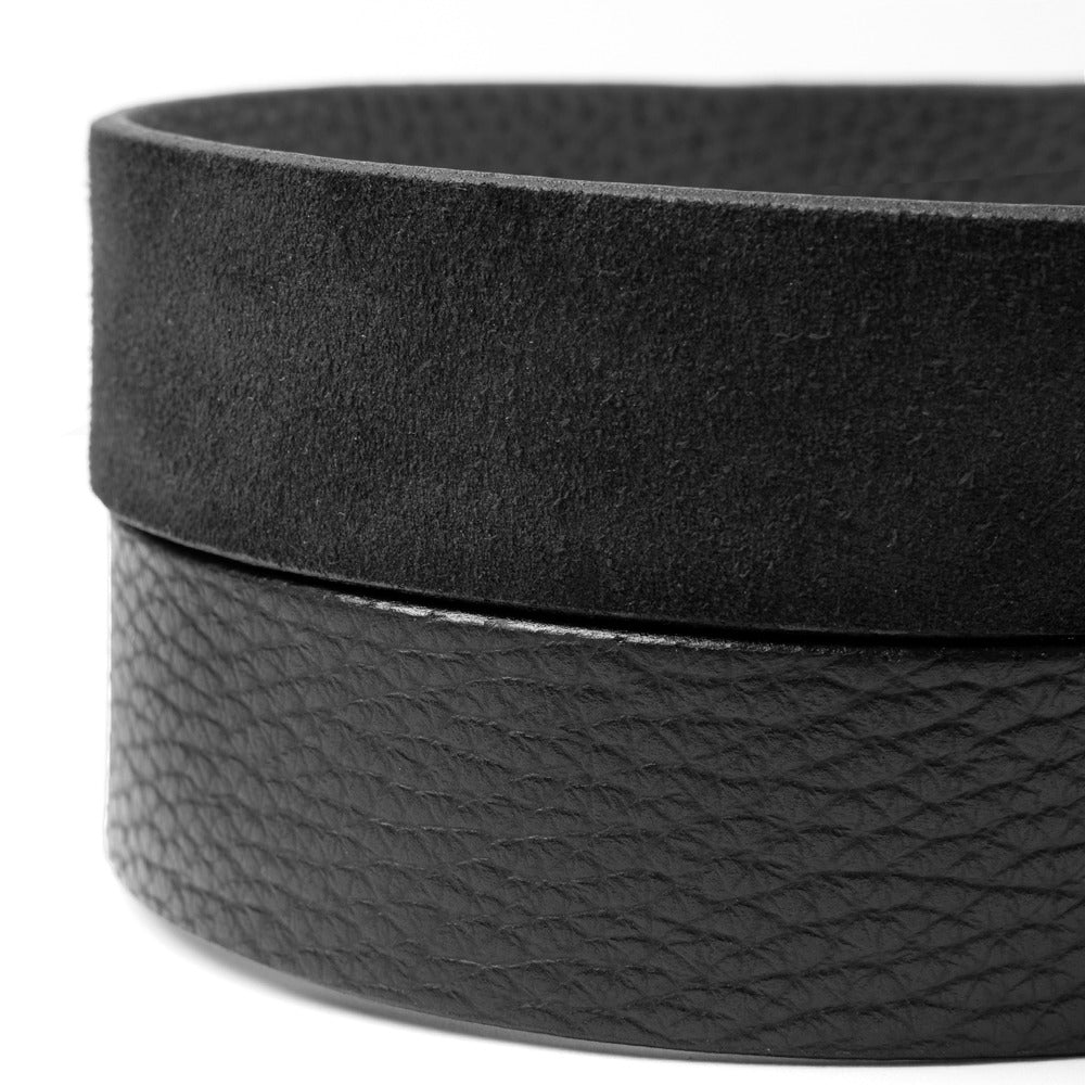 D'AMICO ダミーコ リングベルト ゴールドバックル シルバーバックル レザー x スエード ACU2452 ブラック Andrea D'AMICO アンドレアダミコ メンズベルト 無段階ベルト 無段階調整ベルト 穴無しベルト 穴なし 本革 牛革 レザーベルト 紳士ベルト 男性用ベルト カジュアル