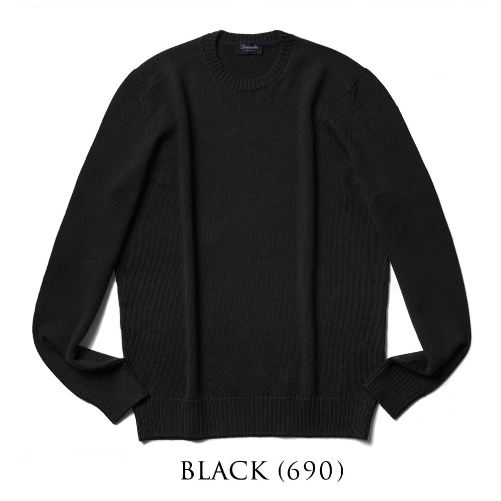 ドルモア DRUMOHR ニット クルーネック ミドルゲージ M103 ニットセーター メンズニット ミドルゲージニット メンズニットセーター 丸首セーター 丸首 メンズ セーター Uネック ウール100% 上質 イタリア 男性 紳士 ブラック ネイビー オフホワイト グレー エクリュ ワイン