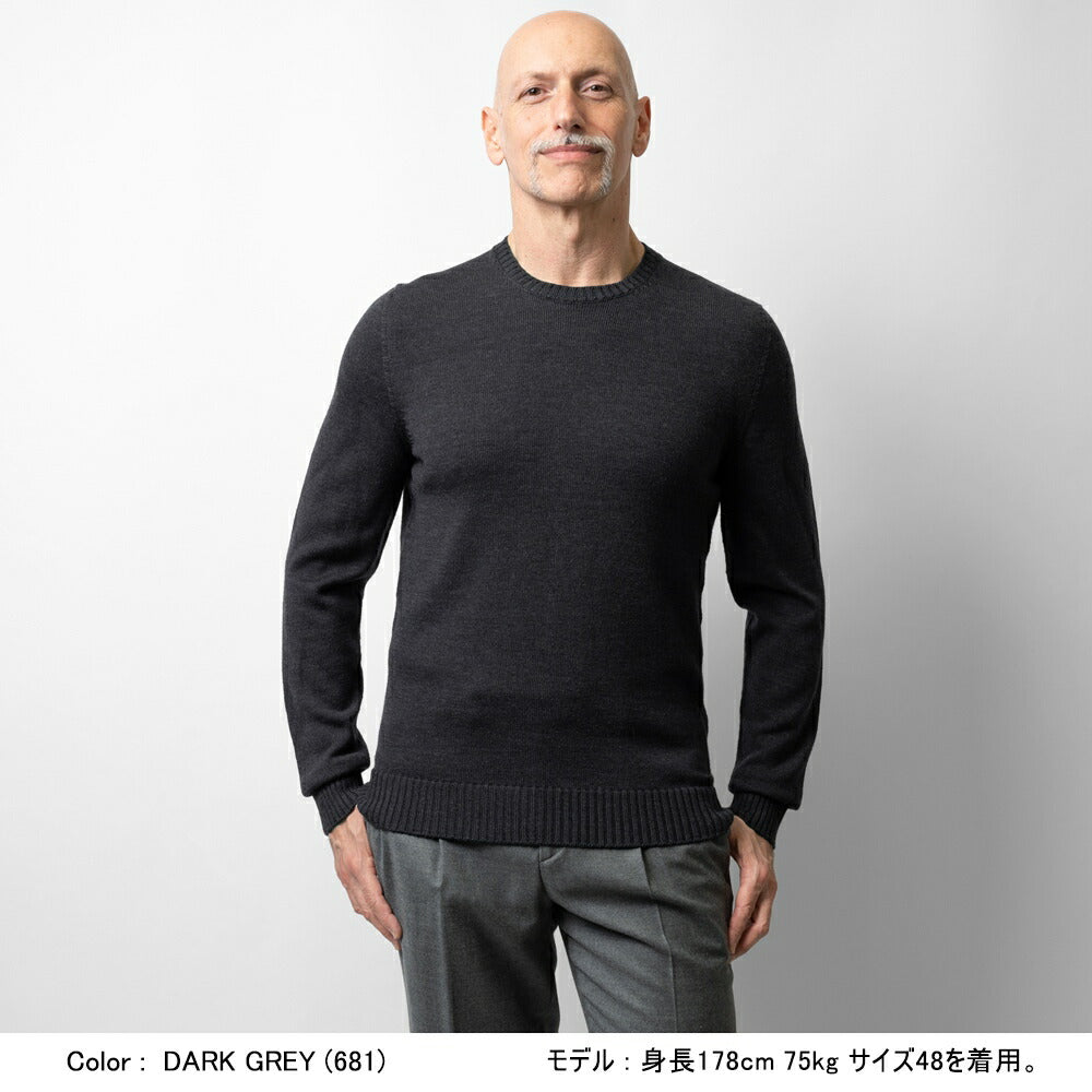 ドルモア DRUMOHR ニット クルーネック ミドルゲージ M103 ニットセーター メンズニット ミドルゲージニット メンズニットセーター 丸首セーター 丸首 メンズ セーター Uネック ウール100% 上質 イタリア 男性 紳士 ブラック ネイビー オフホワイト グレー エクリュ ワイン