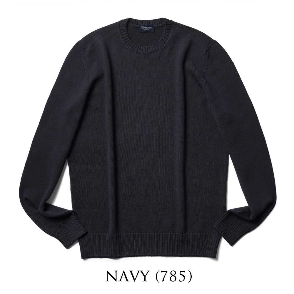 ドルモア DRUMOHR ニット クルーネック ミドルゲージ M103 ニットセーター メンズニット ミドルゲージニット メンズニットセーター 丸首セーター 丸首 メンズ セーター Uネック ウール100% 上質 イタリア 男性 紳士 ブラック ネイビー オフホワイト グレー エクリュ ワイン
