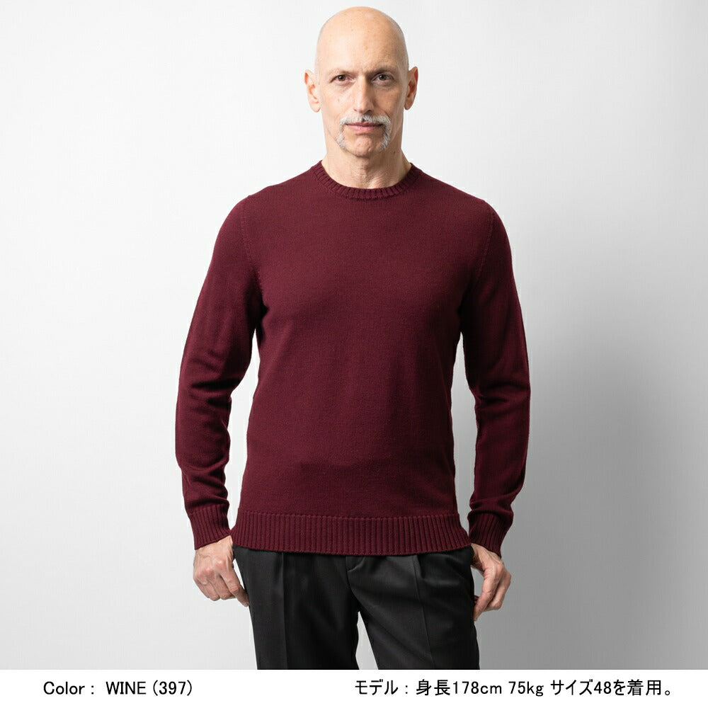 ドルモア DRUMOHR ニット クルーネック ミドルゲージ M103 ニットセーター メンズニット ミドルゲージニット メンズニットセーター 丸首セーター 丸首 メンズ セーター Uネック ウール100% 上質 イタリア 男性 紳士 ブラック ネイビー オフホワイト グレー エクリュ ワイン