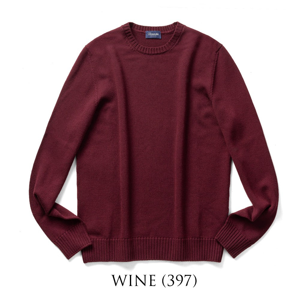 ドルモア DRUMOHR ニット クルーネック ミドルゲージ M103 ニットセーター メンズニット ミドルゲージニット メンズニットセーター 丸首セーター 丸首 メンズ セーター Uネック ウール100% 上質 イタリア 男性 紳士 ブラック ネイビー オフホワイト グレー エクリュ ワイン