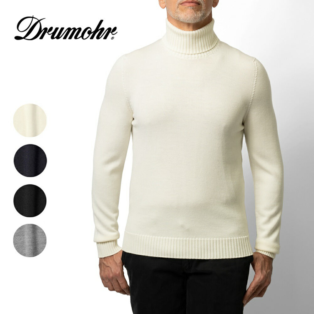 ドルモア DRUMOHR ニット タートルネック ミドルゲージ M104 ウール 100 セーターメンズ ブランド タートルネックセーター メンズ ウールセーター メンズ セーター タートル タートルネックセーターメンズ ブラック ネイビー オフホワイト グレー ワインレッド